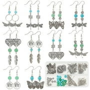 1Box 10Pairs Butterfly Dangle Making Starter Kit Dragonfly Charms Feather Charm Tree of Life